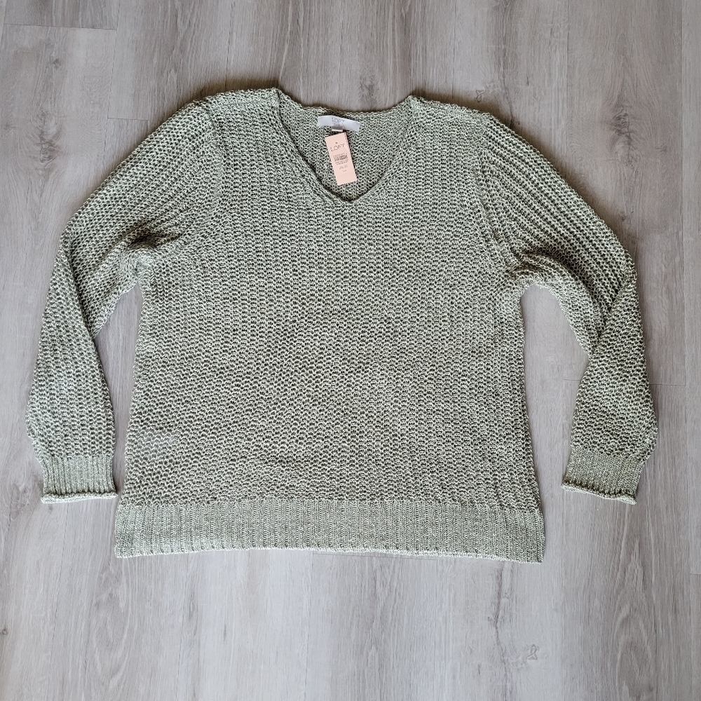 Women's 2x plus LOFT sage green v-neck sweater 20-22 20/22